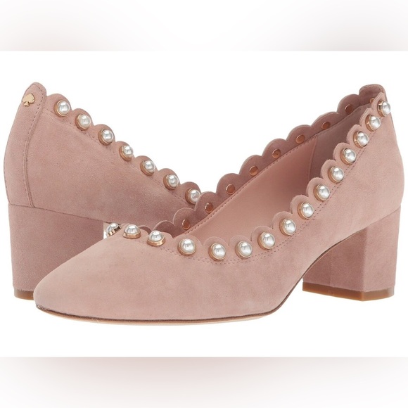 NIB Kate Spade Maeve Scalloped Pearl Suede Pumps - Picture 1 of 9